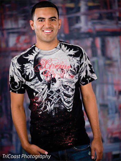 Backdrop with horizontal and vertical brush bars in mixed tones.