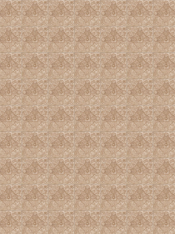 Soft tan vintage tile photography backdrop with intricate floral detailing, ideal for newborn sessions, timeless senior portraits, and warm-toned school or family photo shoots.