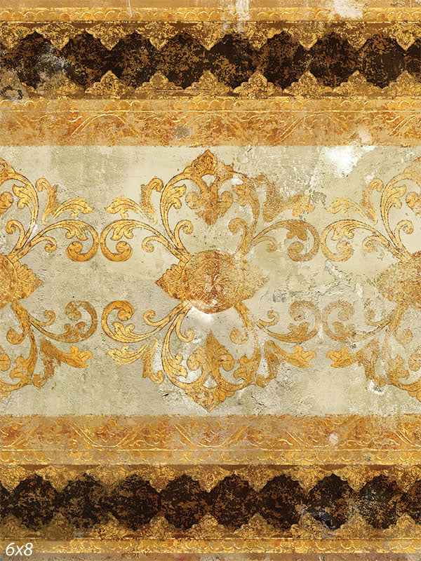 Majestic Black and Gold Baroque Photography Backdrop - Majestic black and gold Baroque photography backdrop with an ornate, weathered design.