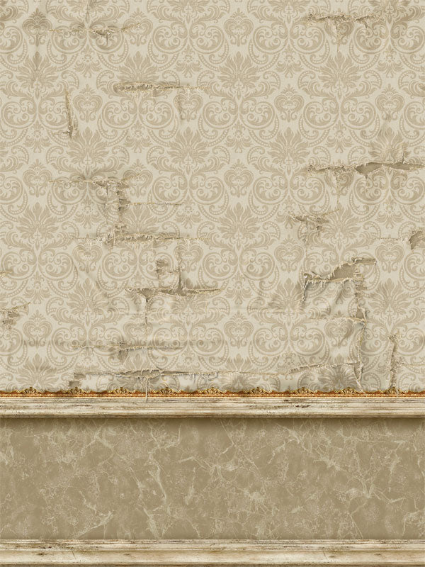 Elegant ivory and beige damask-patterned photography backdrop with textured details, perfect for professional portrait sessions.