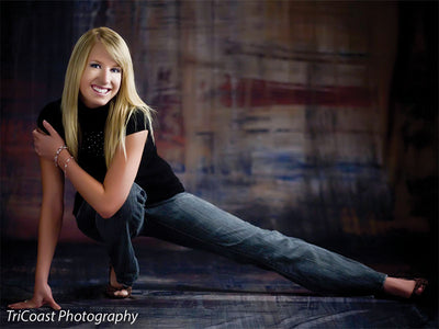Backdrop with moody color transitions and textured abstract patterns.