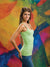 Curved bands of vibrant paint textures create a dynamic, expressive photo backdrop.