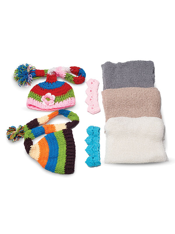 Crochet Hat & Baby Wrap Newborn Prop Kit