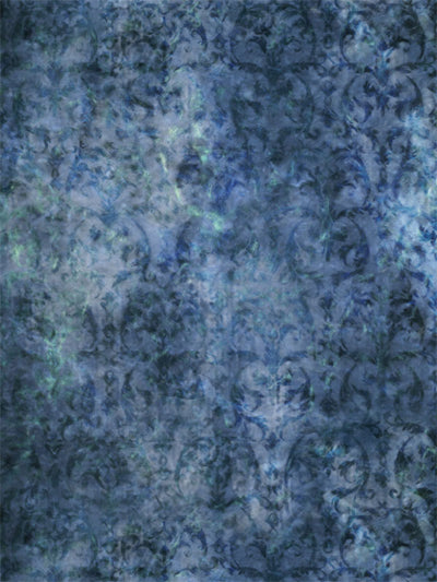 Blue baroque-style damask backdrop with intricate patterns, ideal for professional portraits and event photography.