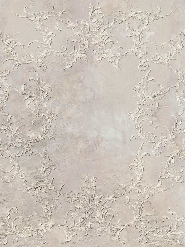 Ornate Neutral Textured Photography Backdrop - An ornate, neutral-toned photography backdrop featuring intricate scrollwork and textured design, ideal for professional portraits and styled shoots.