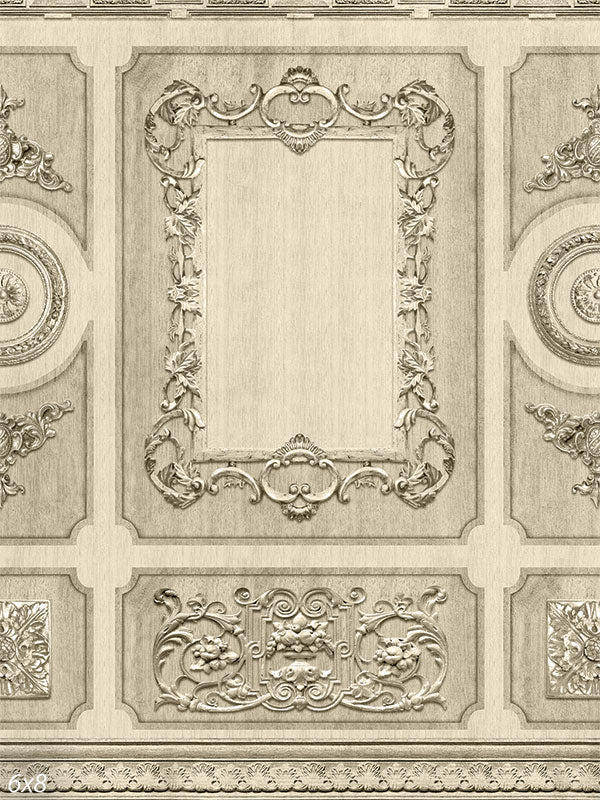 Ornate Vintage Panel Photography Backdrop - Ornate vintage panel with floral and scrollwork design, used as a photography backdrop.