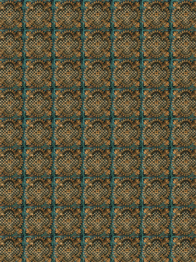 Vintage copper and teal tile pattern backdrop perfect for timeless portraits