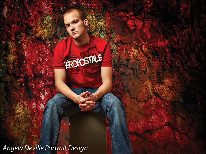 Heavily textured abstract backdrop with an oxidized metal feel.