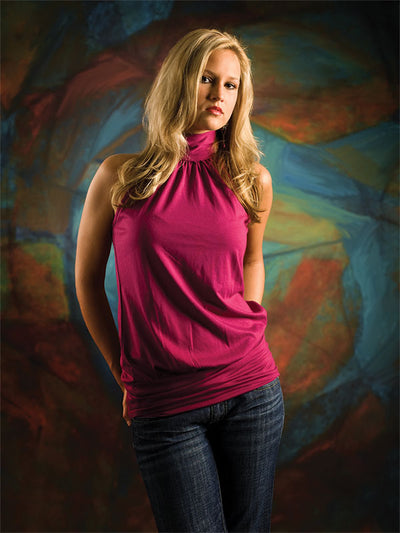 Abstract photo backdrop with soft angles and layered warm–cool color balance.