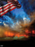 Patriotic Sunset Storm Sky Photography Backdrop - Photography backdrop featuring a dramatic stormy sunset sky with the American flag, blending deep blues and fiery oranges.