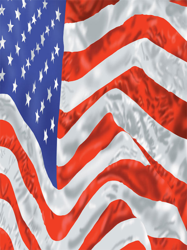 A high-resolution American flag photography backdrop with bold red, white, and blue fabric details, ideal for patriotic portraits and event photography.
