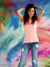 Pastel backdrop with layered swirls of pink, mint green, and blue.