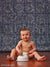 Blue Portuguese tile photography backdrop with vintage distressed pattern.