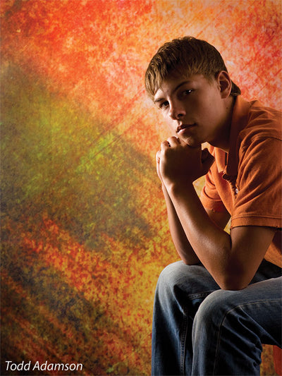 Energetic studio backdrop evoking motion and emotion through color gradients.