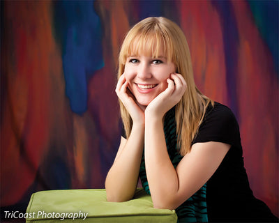 Captures the rhythm and pulse of hand-painted color streaks.