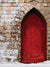 Red Medieval Door Photography Backdrop - Photography backdrop featuring a bold red medieval-style door set in a weathered stone wall, with snow at the base.