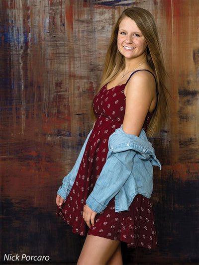 Red Abstract studio backdrop with eclectic warm-toned strokes.