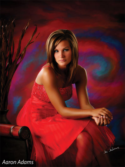 Artistic abstract design with bold warm hues and swirling visual movement.