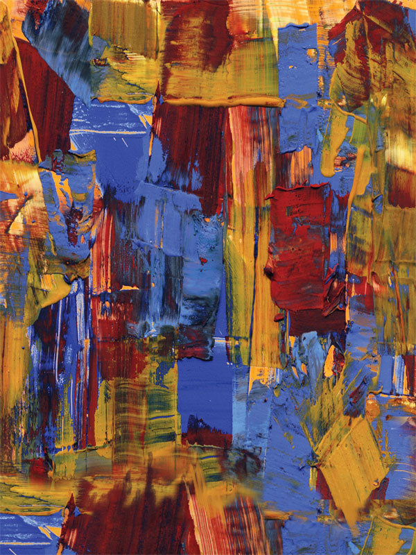 Bold photography backdrop with layered red, blue, and yellow paint textures in abstract strokes.