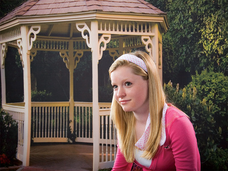Charming gazebo nestled in manicured park greenery—ideal for couples and events.