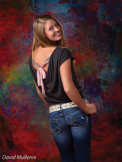 Bright multicolor backdrop perfect for teen portrait and senior photo sessions