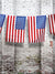 Rustic American Flag Photography Backdrop - Rustic American Flag photography backdrop featuring three flags hanging on a weathered white brick wall.