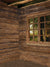 Rustic Cabin Window Photography Backdrop - Rustic cabin photography backdrop with a vintage window looking out onto nature, perfect for cozy, rustic-themed photoshoots.