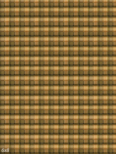 Rustic Checkered Pattern Photography Backdrop - Rustic checkered pattern backdrop in yellow, brown, and green tones, perfect for autumn and rustic-themed photography.