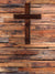 Rustic Cross on Wooden Plank Photography Backdrop - Rustic wooden cross on a wooden plank backdrop, perfect for religious or rustic-themed photography.