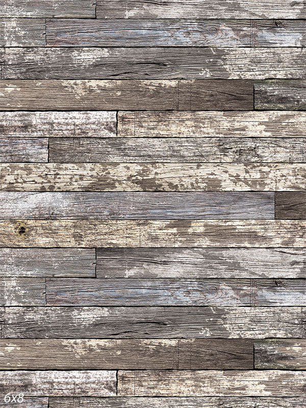 Rustic Weathered Wood Photography Backdrop - Rustic weathered wood photography backdrop featuring distressed wooden planks in various shades.