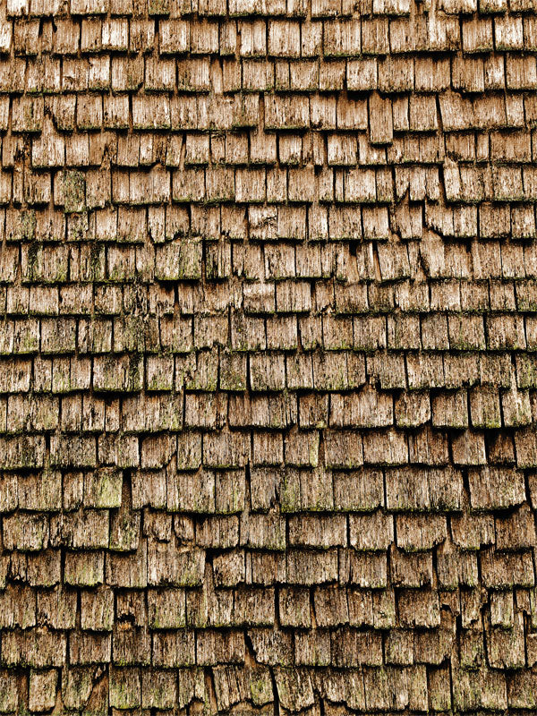 Rustic Weathered Wood Shingles Photography Backdrop - Rustic weathered wood shingles photography backdrop for professional use, ideal for vintage, rustic, or earthy-themed photoshoots.