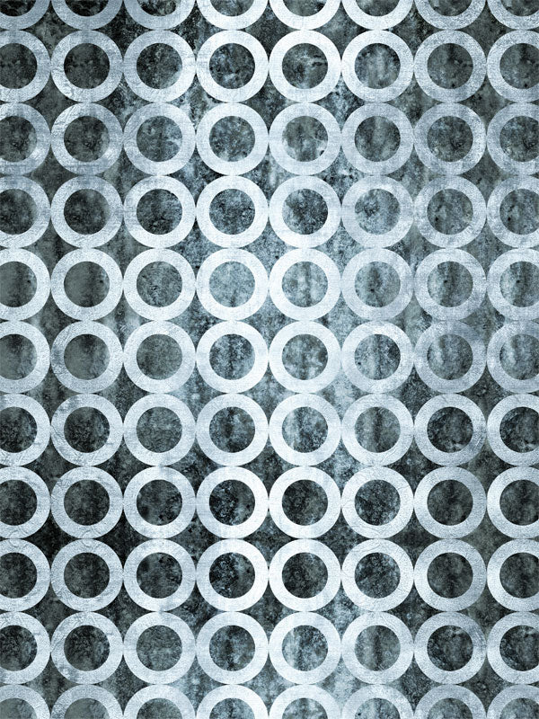 Modern silver photography backdrop featuring a repeating circle pattern, ideal for professional portrait and studio use.