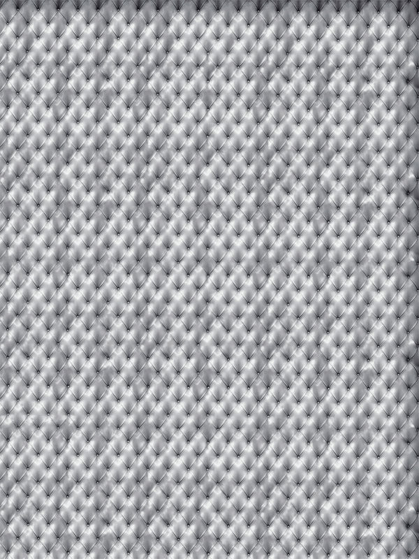 Silver tufted professional studio backdrop with quilted diamond pattern and soft sheen.
