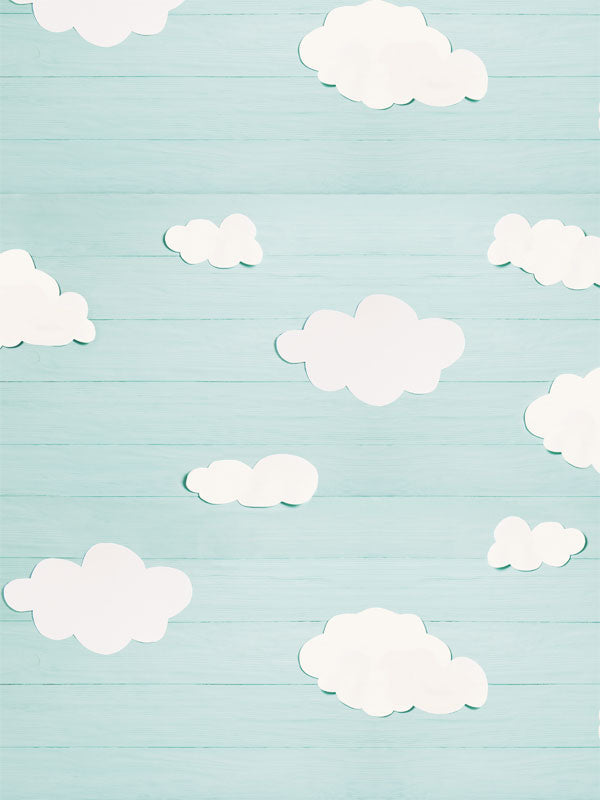 Soft Sky and Clouds Photography Backdrop - Light blue sky with fluffy white clouds, a dreamy photography backdrop perfect for children’s photoshoots.