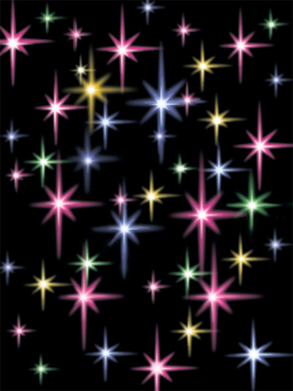 Starlight galaxy photography backdrop featuring multicolored glowing stars on a deep black background, perfect for fantasy portraits.