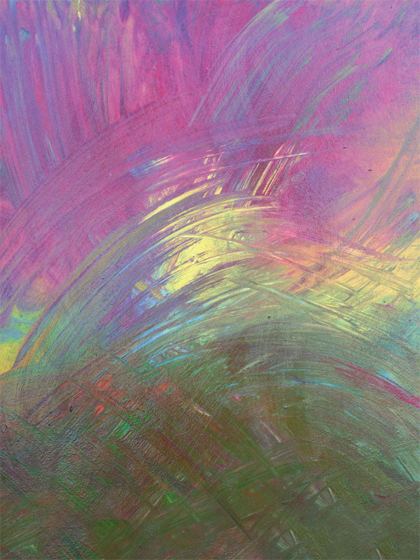 Radiant abstract backdrop with sweeping brushstrokes in pink, green, and gold hues.