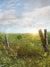 Sunrise on the Prairie Photography Backdrop - Photography backdrop featuring a serene prairie with a rustic fence and sunrise, perfect for outdoor-themed photoshoots.