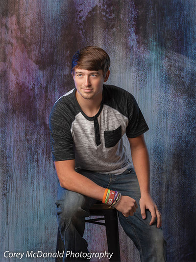Fine art photography backdrop featuring painterly teal and lavender hues.