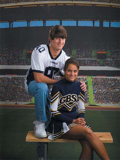 Stadium backdrop perfect for team or athlete photography in a game-day setting.