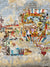 Urban Graffiti Collage Photography Backdrop - An urban photography backdrop featuring a graffiti collage with colorful posters and street art elements on a distressed wall, perfect for edgy photoshoots.