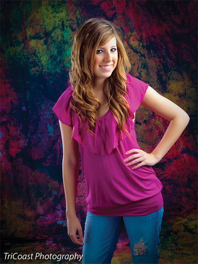 Backdrop inspired by urban walls with peeling, cracked coloration.