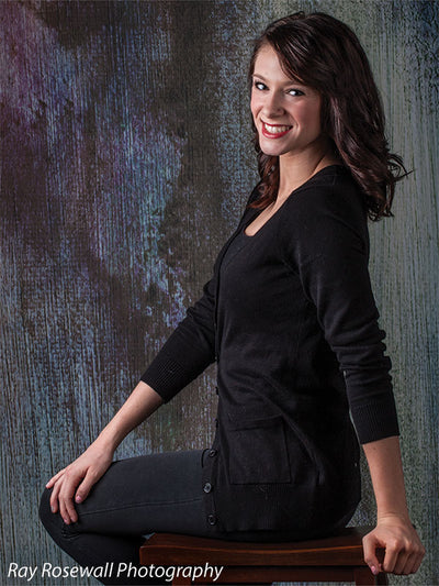 Backdrop with a soft velvet-like finish in cool blended shades.