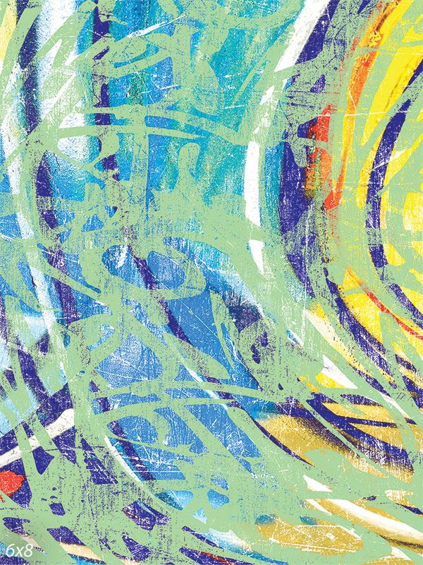 Vibrant Abstract Graffiti Photography Backdrop - Vibrant abstract graffiti photography backdrop with bold brush strokes and dynamic colors in blue, green, and yellow.