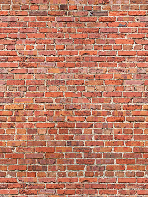 Vintage Brick Wall Photography Backdrop - Vintage brick wall photography backdrop in shades of red and orange for rustic and urban-themed photoshoots.