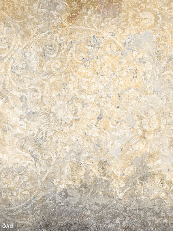 Vintage Floral Pattern Photography Backdrop - Vintage floral pattern photography backdrop with soft beige and ivory tones, perfect for elegant photoshoots.