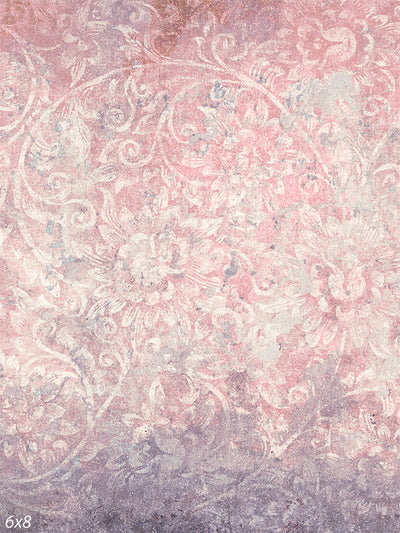 Vintage Floral Pink Photography Backdrop - Vintage floral pink photography backdrop with soft muted colors and intricate floral patterns.