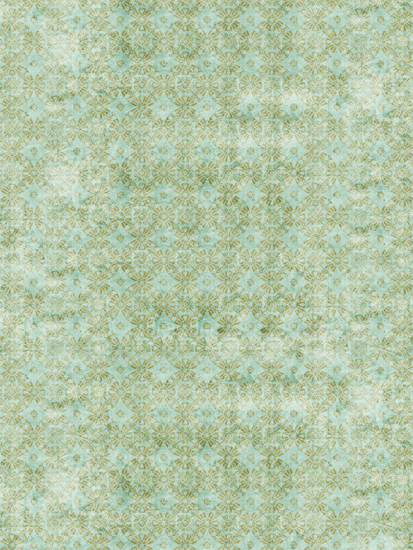 Vintage Moroccan Tile Photography Backdrop - Vintage Moroccan tile photography backdrop featuring muted green tones with floral and geometric patterns, ideal for professional use.