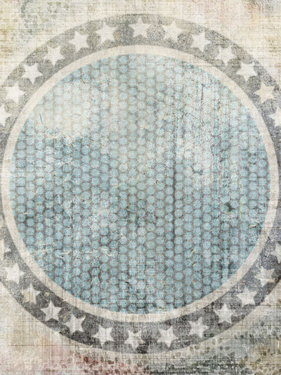 Vintage Star Circle Photography Backdrop - Vintage star circle photography backdrop with distressed textures, ideal for Americana or rustic-themed photoshoots.