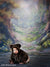 Ethereal forest scene with soft green pathways and golden light.