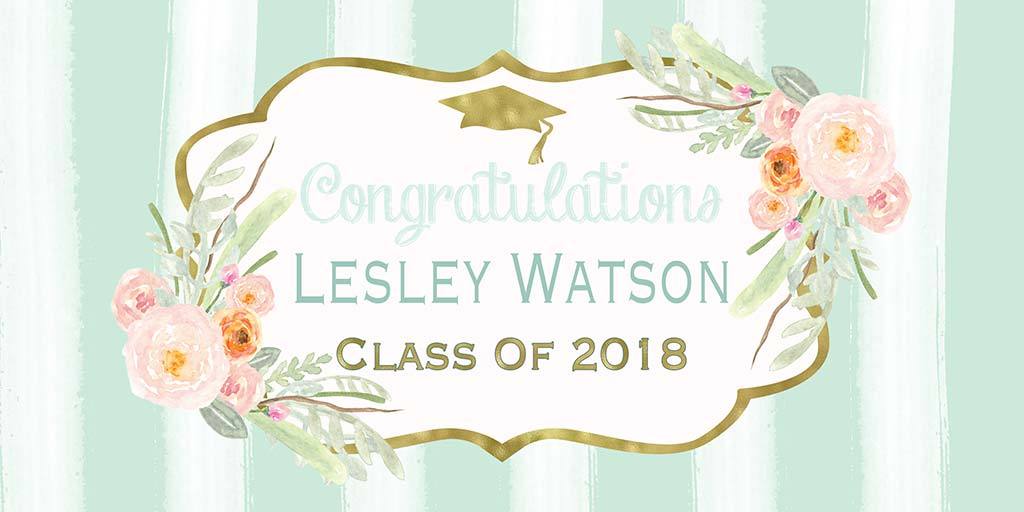 Floral Personalized Graduation Banner - The Backdrop Store